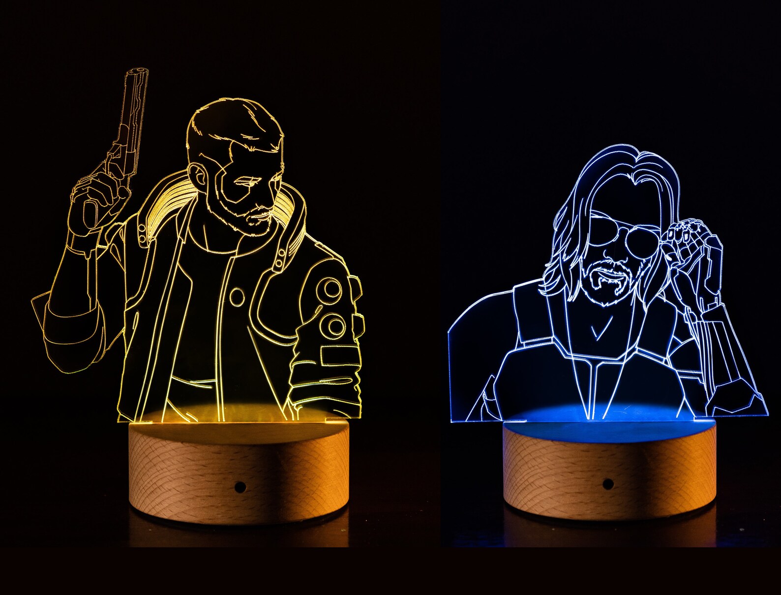 Custom LED Edge Lit Lamp Led Light Cyberpunk 2077 V Johnny Etsy