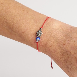 Bracelet with Hamsa hand and evil eye, Hand of Fatima, Turkish eye Protection with Hamsa with blue evil eye, nazar eye, Friendship gift