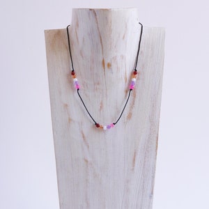 Natural Agate Lesbian Necklace, Handmade, Unique Gift, LGBT Pride, Perfect Gift for Lesbians, Lesbian Flag Colors, Show Your Pride.