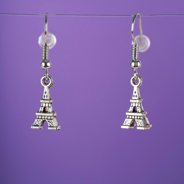 Boucles d'oreilles tour Eiffel en argent tibétain pour femmes cadeau tour Eiffel boucles d'oreilles tour de Paris symbole de la tour de Paris boucles d'oreilles pendantes