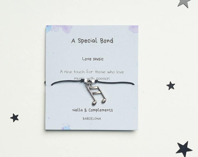 Musical Note Wish Bracelet, Music Note Adjustable String Bracelet, Music Lover Gift, Music Teacher Gift, Best Friend Gift