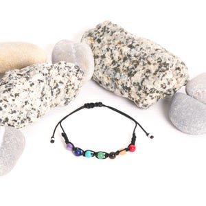 7 Chakra Stone Bracelet | Macrame Cord | Yoga Jewelry.