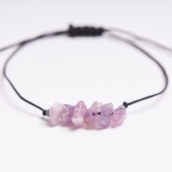 February Birthstone Bracelet Rough Amethyst Bracelet Amethyst Jewelry Rough Stone Bracelet February Birthday Gift Amethyst gemstone crystal