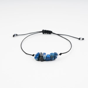 September Birthstone Bracelet | Irregular Lapis Lazuli Gemstone, Handmade Adjustable Bracelet | Meditation Jewellery | Birthday Gift