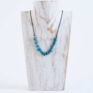 Irregular Blue Apatite Strand Necklace Handmade Natural Stone Necklace Women Collar Summer Jewelry