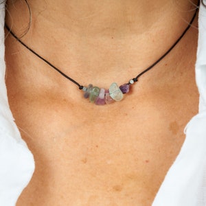 Rainbow fluorite necklace Natural stone Crystal necklace Rainbow fluorite Gemstone Healing necklace Fluorite crystal Handmade Jewelry
