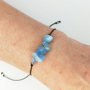 March Birthstone Bracelet | March Birthstone | Aquamarine Necklace | Birthday Gift | Adjustable String Bracelet.