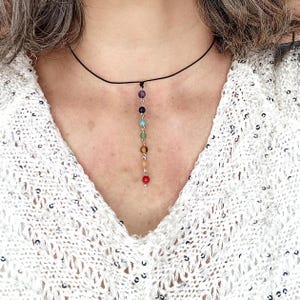 Gargantilla de piedra de 7 chakras | Collar de meditación con piedras preciosas naturales.