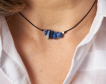 September Birthstone Necklace | Irregular Lapis Lazuli Necklace | Birthday Gift | Lapis Lazuli Stones