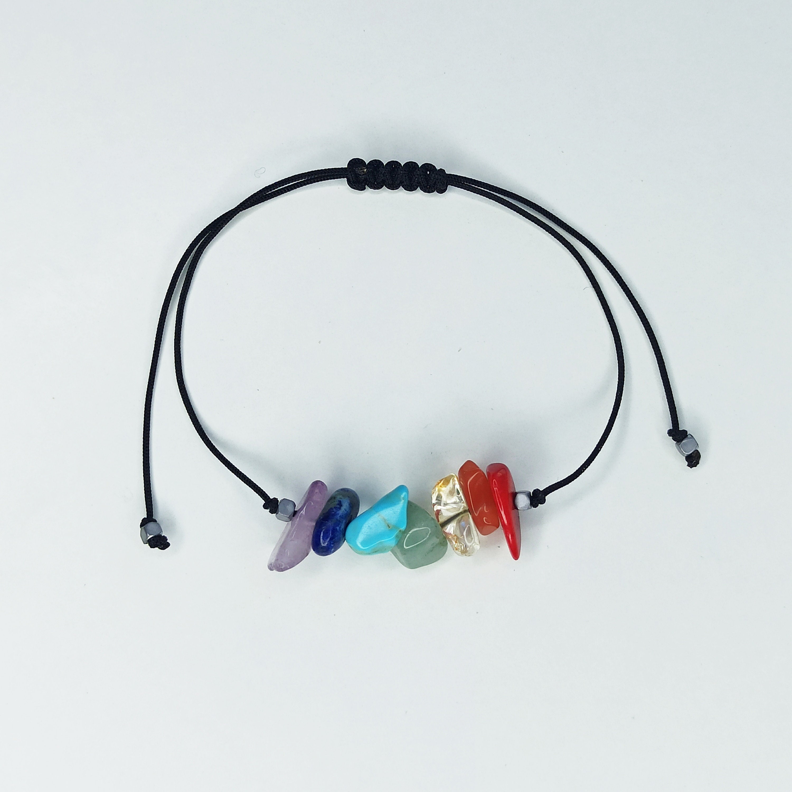 7 chakra bracelet Adjustable black string bracelet with Etsy
