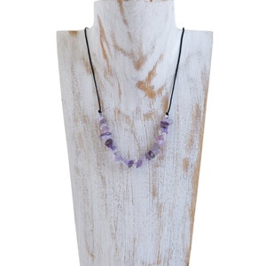 Natural Amethyst Necklace Handmade Amethyst Crystal Strand Necklace for Women Emotional Protection Necklace