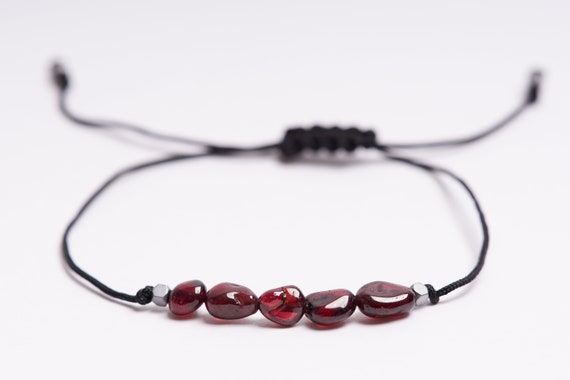 January Birthstone Bracelet Rough Garnet Bracelet Red Garnet - Etsy