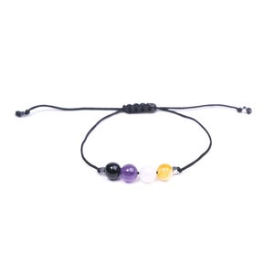 Handmade Non-Binary Pride Bracelet | Agate Stone Adjustable Jewelry.