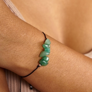 Natuurlijke groene jadesteenarmband | Verstelbare beschermende sieraden.