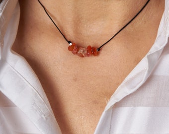 July Birthstone Necklace | Irregular Carnelian Necklace | Carnelian Jewellery | July Birthday Gift | Creativity Stone | Handmade Necklace.