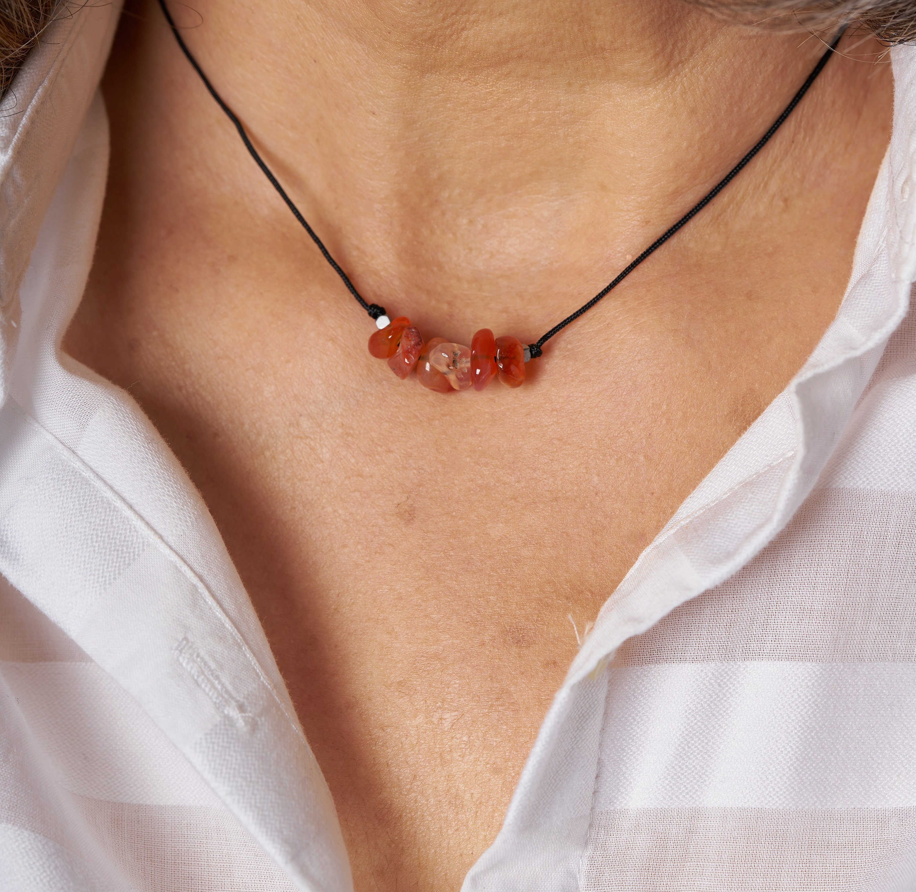 July Birthstone Necklace Rouhg carnelian Necklace Carnelian Jewelry R…