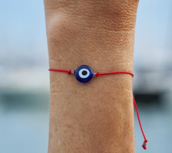 Pulsera ajustable con ojo turco e hilo rojo, Ojo protector turco, Pulsera  con ojo de Nazar, Pulsera de protección con el mal de ojo azul. -   México