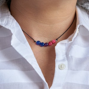 Bisexuell Pride Halskette, natürlicher Achat Schmuck, LGBTQ + Halskette, Geschenk für die bisexuelle Community, Geschenk für sie, Schmuck für ihn.