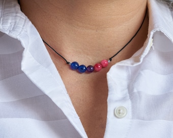 Bisexual Pride Agate Necklace: Handmade LGBTQ+ Jewelry
