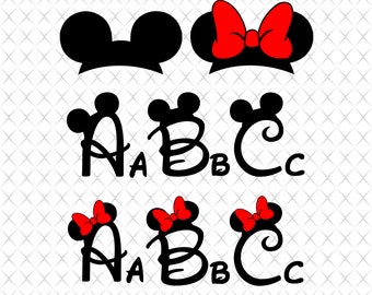 Disney Svg Font Disney Alphabet Svg Ears Svg Minnie Font Etsy