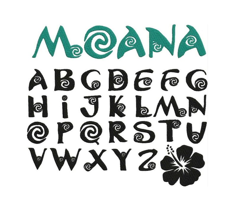 moana font embroidery design moana embroidery design moana etsy