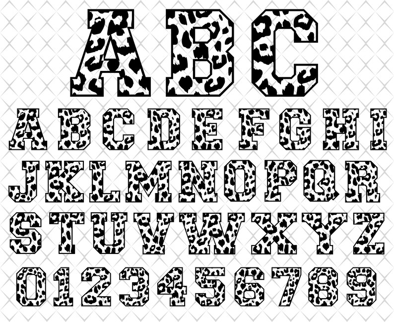 leopard font svg leopard font png animal font svg leopard etsy