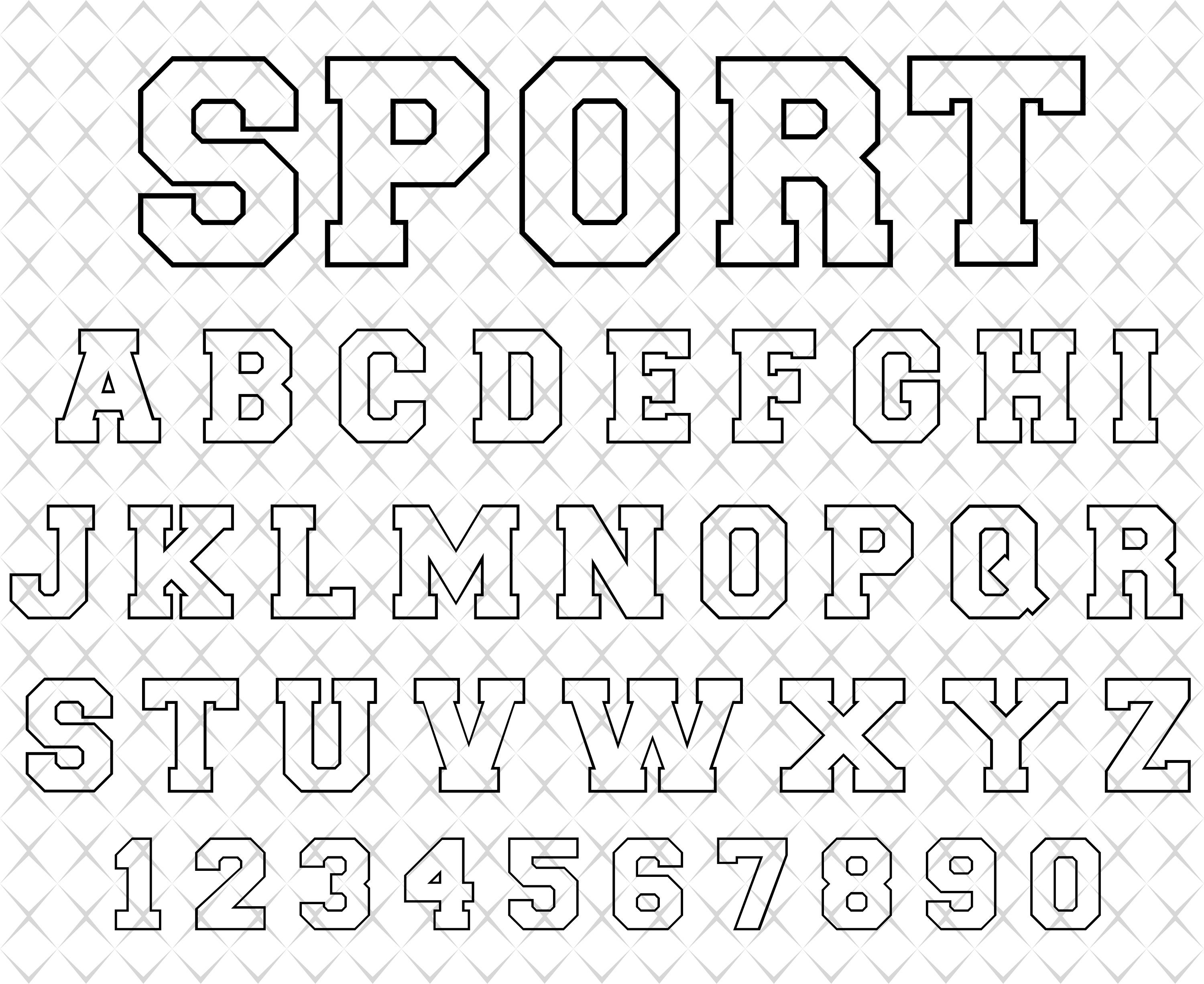 Varsity Outline Font Svg Files Sports Outline Font Svg Etsy Images