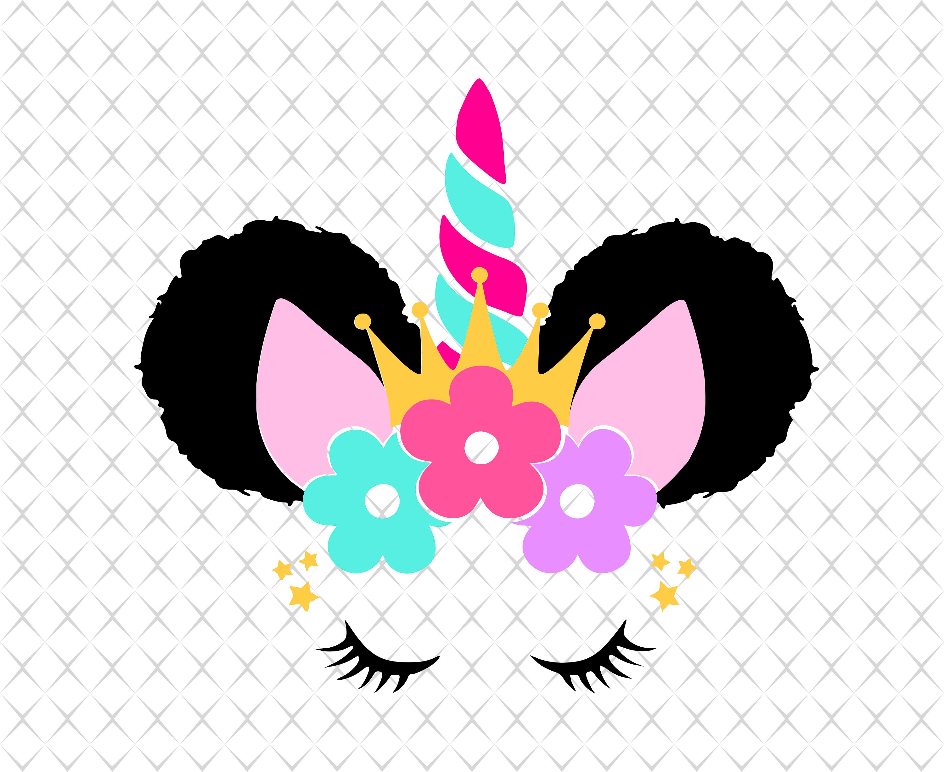 Download Unicorn afro svg Afro puffs unicorn svg Unicorn face svg ...