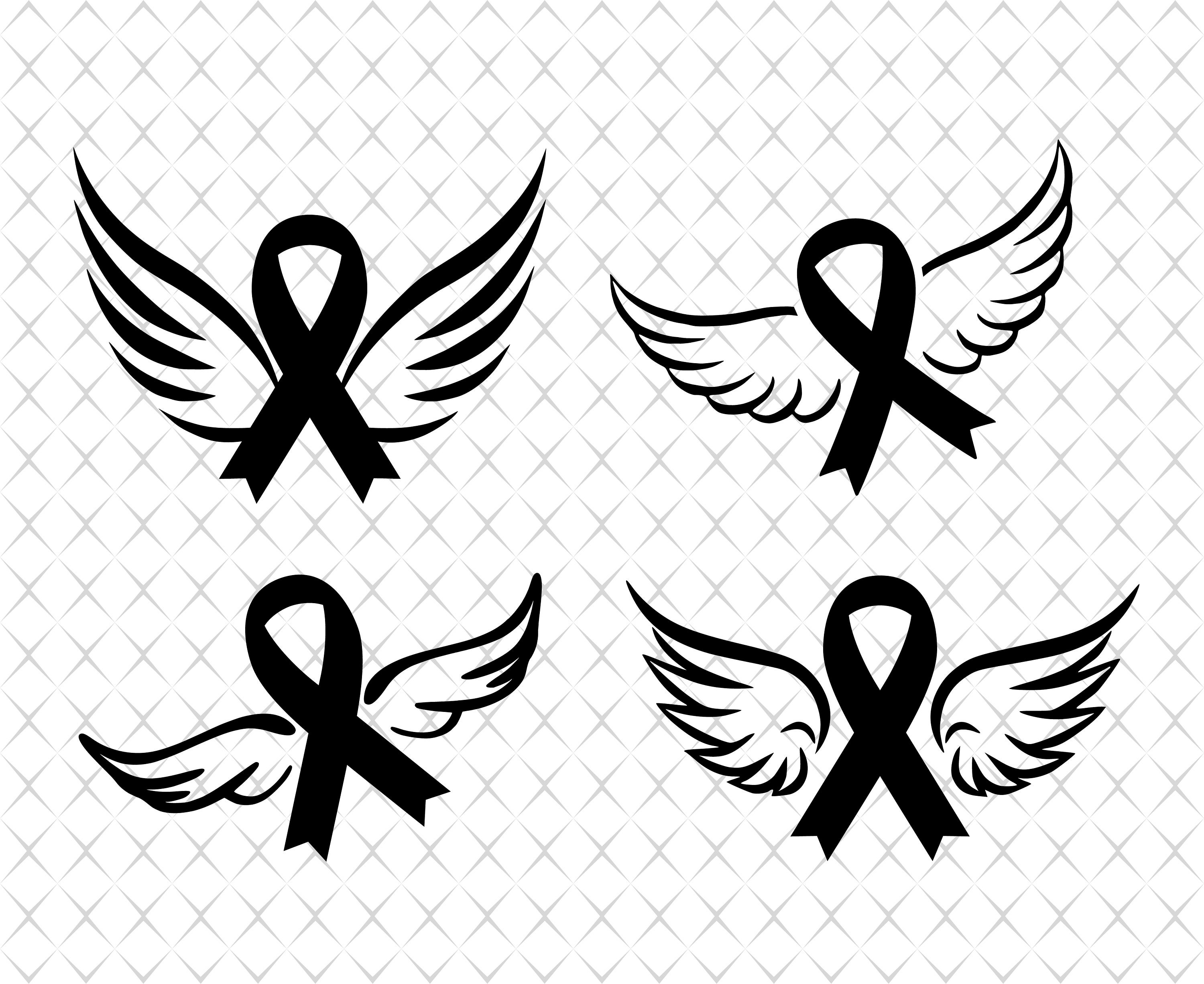 Cancer ribbon with wings svg Cancer ribbon svg Cancer ribbon | Etsy