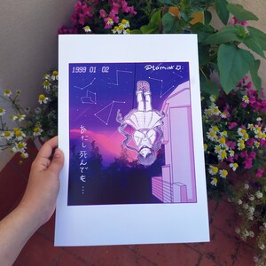 retro manga girl kawaii in japan print A4