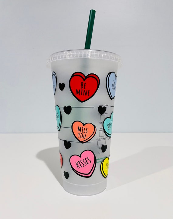 Valentines Day Starbucks Reusable Cold Cup With Lid & Straw Venti 24 Oz  Custom Personalized Gift Coffee Lovers Love 