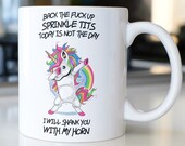 Back the Fuck Up Sprinkle Tits - Premium Quality Comedic Purposes White Coffee Mug - Funny Comedic Design - Giant Cups - 11 Fluid ounces