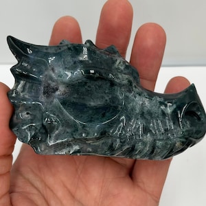 Moss Agate Dragon Head, Crystal Dragon, Dragon Crystal, Moss Agate, Dragon Skull, Dragon Head Crystal, Dragon Crystal Skull (F)