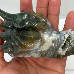 Moss Agate Dragon Head, Crystal Dragon, Dragon Crystal, Moss Agate, Dragon Skull, Dragon Head Crystal, Dragon Crystal Skull (2)