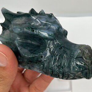 Moss Agate Dragon Head, Crystal Dragon, Dragon Crystal, Moss Agate, Dragon Skull, Dragon Head Crystal, Dragon Crystal Skull (J)