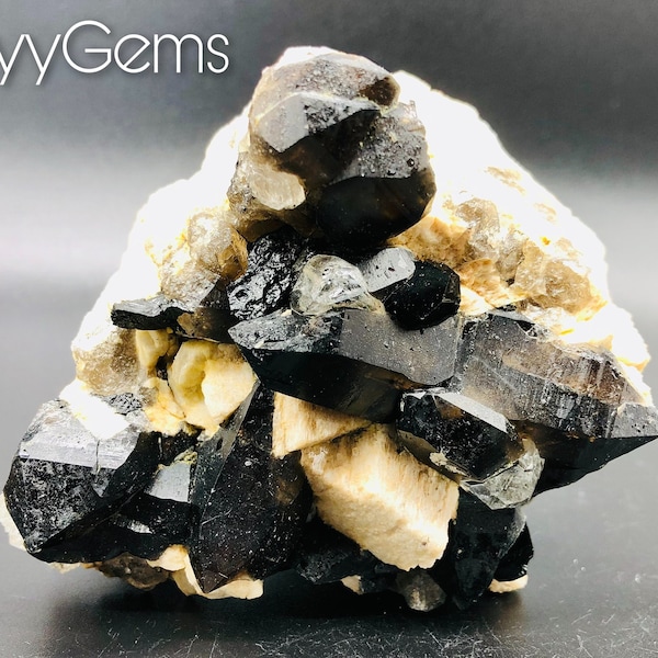 Black Tourmaline & Smoky Quartz Cluster, Black Tourmaline, Smoky Quartz