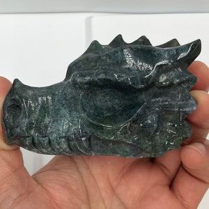 Moss Agate Dragon Head, Crystal Dragon, Dragon Crystal, Moss Agate, Dragon Skull, Dragon Head Crystal, Dragon Crystal Skull (E)