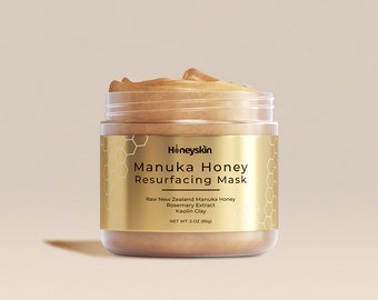 Honeyskin Bentonite Clay Face Mask with Manuka Honey - Gentle Face Exfoliator - Hydrating Facial Mask for Acne Prone and Dry Skin (3oz)