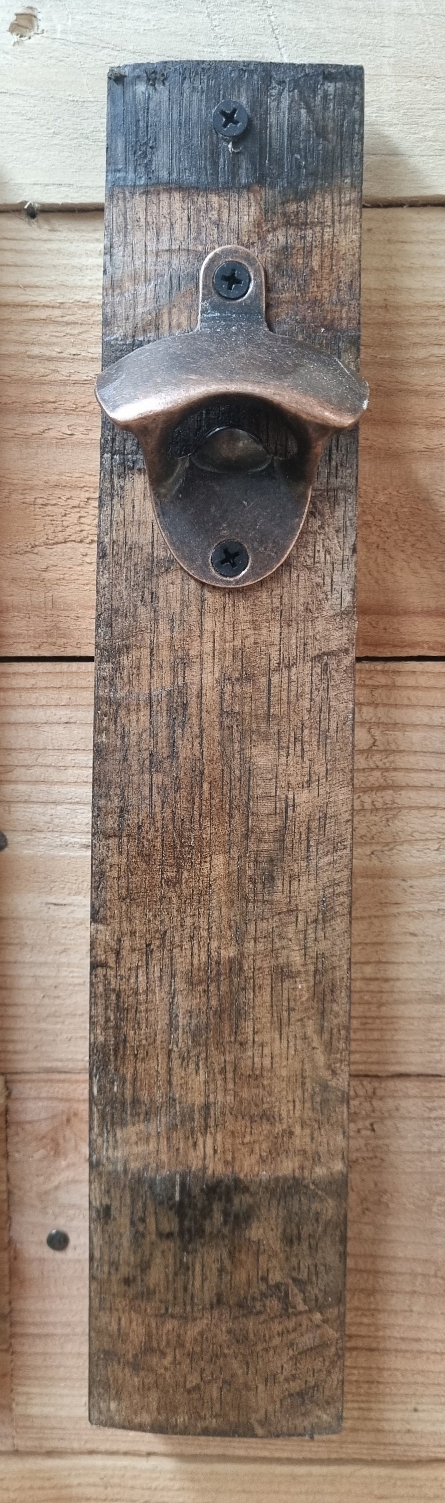Bottle Openers Made From Oak Barrel Staves, Finished off With a Tudor