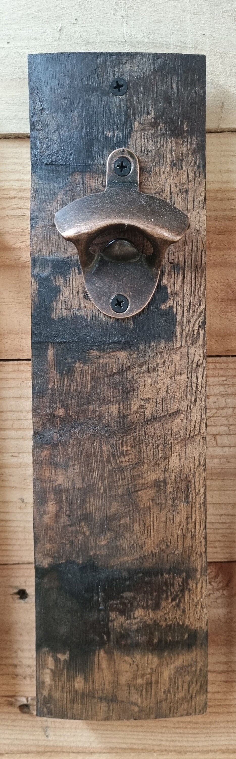Bottle Openers Made From Oak Barrel Staves, Finished off With a Tudor