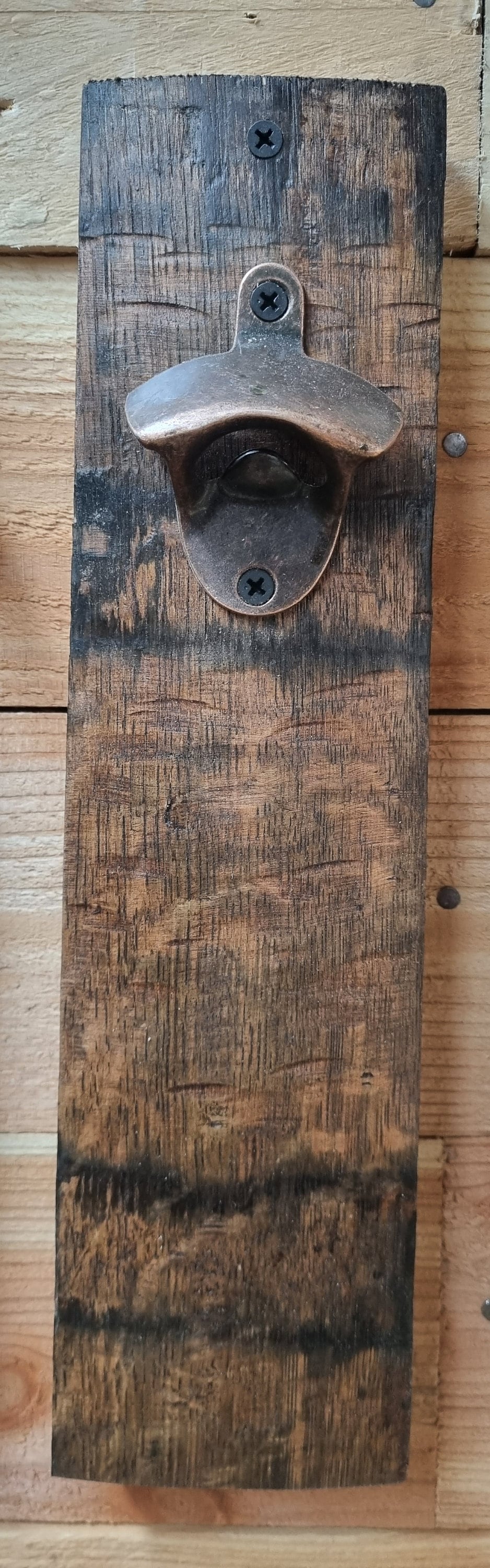 Bottle Openers Made From Oak Barrel Staves, Finished off With a Tudor