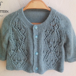 Lace baby Cardigan PDF pattern Raglan Bottom-Up