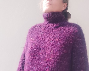 Women's turtle neck sweater, Holiday gift for women, Chunky winter jumper, Holiday gift for mom, Gift idea for her