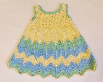 Baby girls Dress Knitting Pattern - Summer pinafore dress. Fairy dress. Instant Download PDF