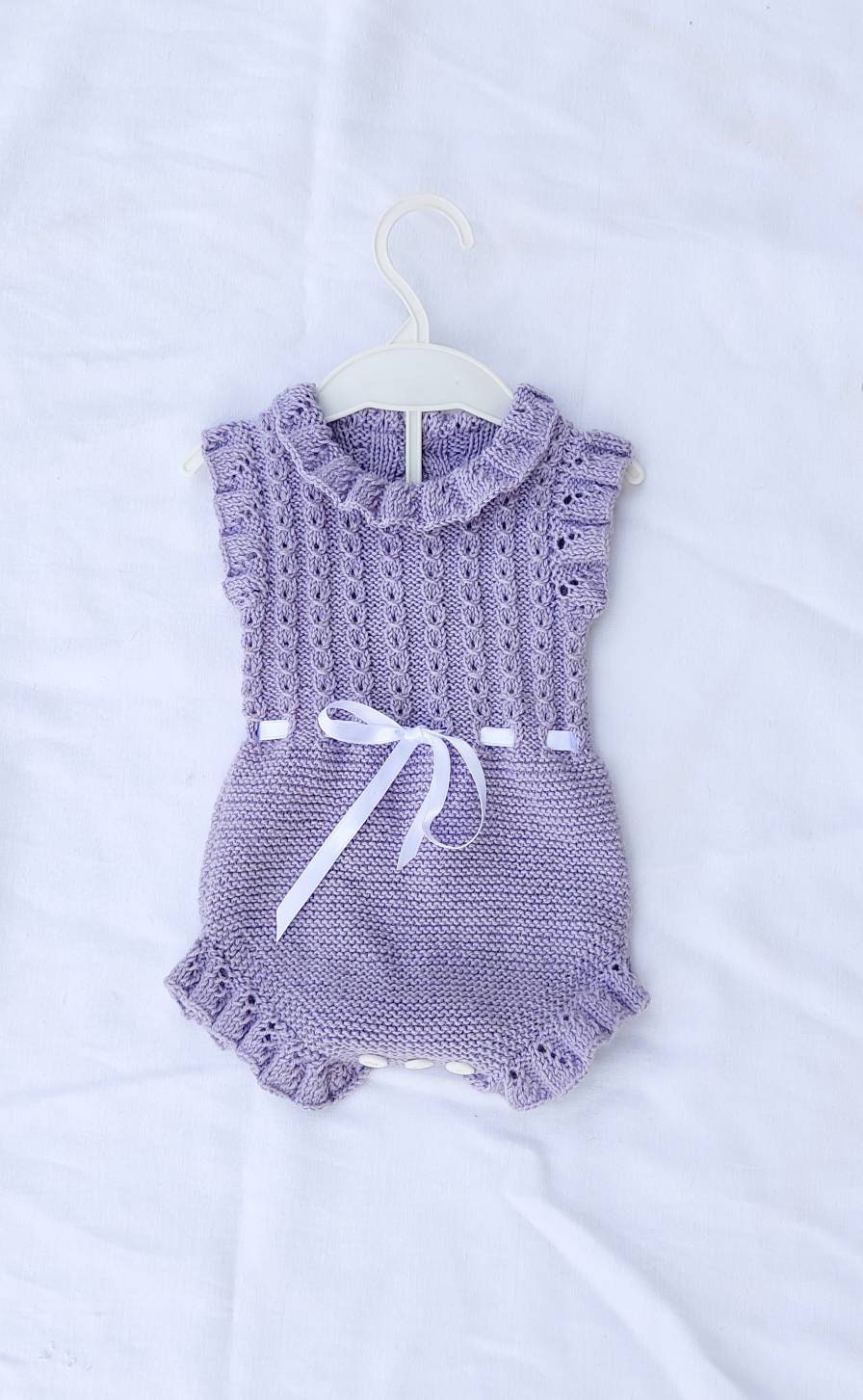 Baby Romper Knitting Pattern PDF. Infant Clothes Knitting Pattern