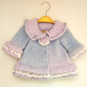 Coat knitting pattern. Baby girl moheir wool coat