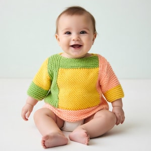 Knitting pattern Baby Elflower Patchwork Sweater