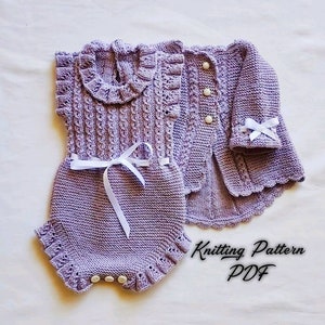 Baby Cardigan & Romper Knitting Pattern PDF | Newborn Outfit Pattern | Baby Shower Gift | Easy Knit Tutorial