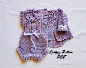 Baby Cardigan & Romper Knitting Pattern PDF | Newborn Outfit Pattern | Baby Shower Gift | Easy Knit Tutorial