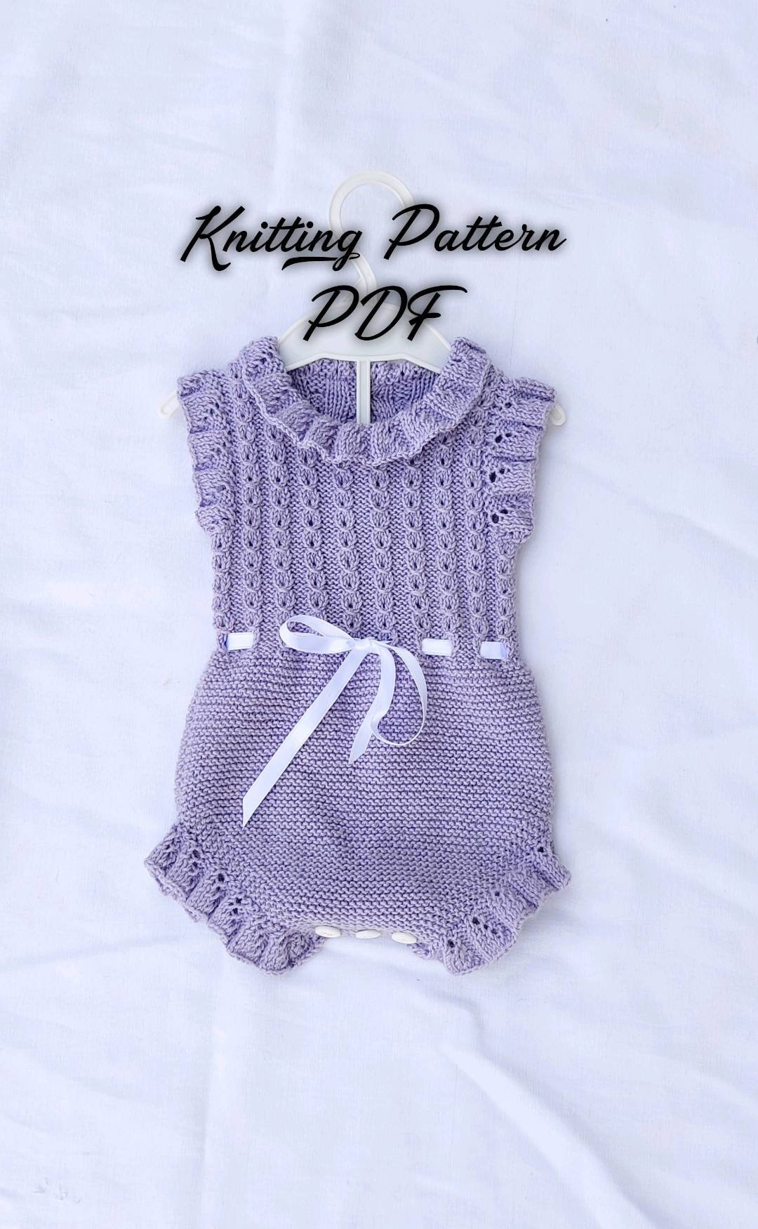 Buy Baby Romper Knitting Pattern PDF. Infant Clothes Knitting Pattern